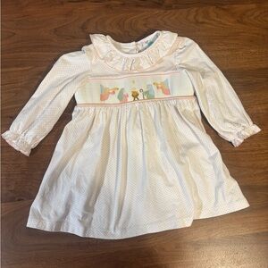 4t shrimp and grits nativity smocked White and Pink Long Sleeve shirt